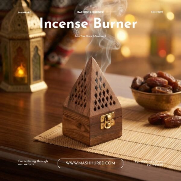 Wooden Bakhoor Burner Conical Hut 5 inch | MashHur BD